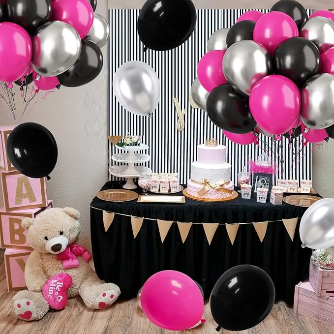 Paready Hot Pink and Black Balloons - Image 5