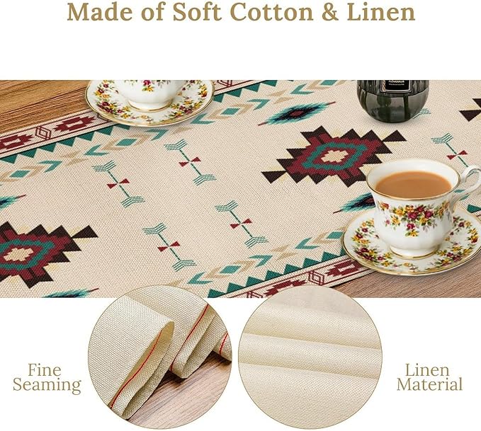Aztec Table Runner Southwestern Native Vintage Geometric Pattern Table Runner - Image 7