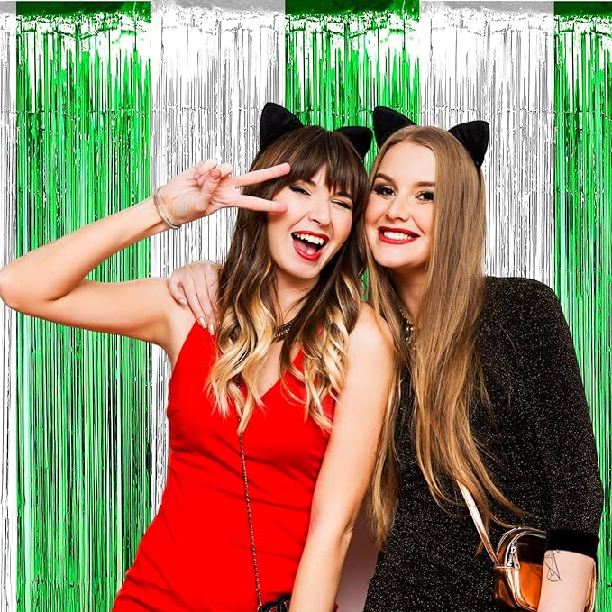 4 Pack Foil Fringe Curtain Backdrop, 3.28Ft x 8.2Ft Metallic Tinsel Foil Fringe - Image 3
