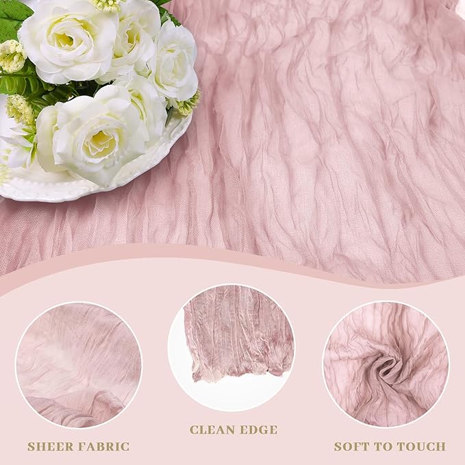 Le courant 6pcs 10Ft Cheesecloth Table Runner, Rustic Boho Gauze Cheese Cloth - Image 5