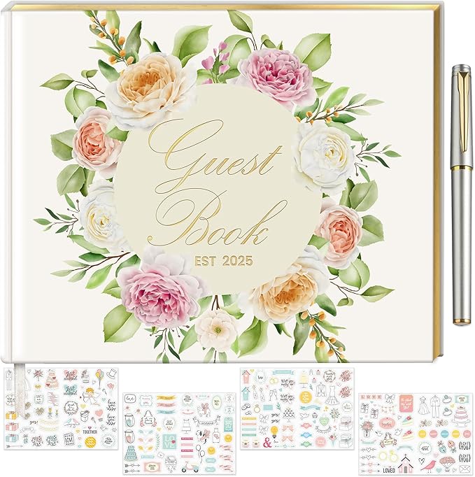 Wedding Guest Book with Pen and Stickers Included, Custom Guest Book Design 2025 - Image 2