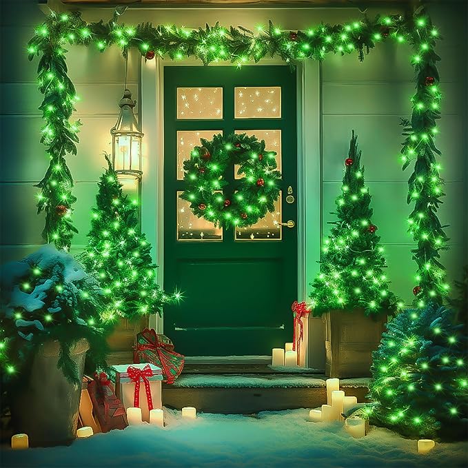 JMEXSUSS 500 LED Green Christmas String Lights Indoor Outdoor, 8 Modes 163 FT - Image 8