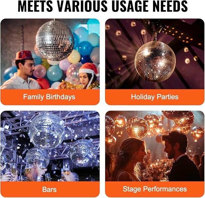 VEVOR Mirror Disco Ball, 16 Inch Party Mirror Ball - Image 5