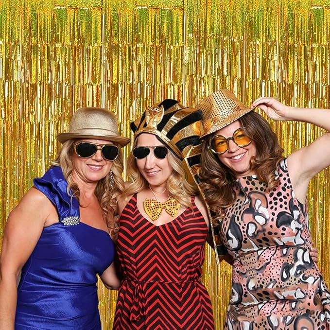 TONIFUL 3Pcs Laser Gold Door Streamers, Metallic Foil Fringe Curtains - Image 6