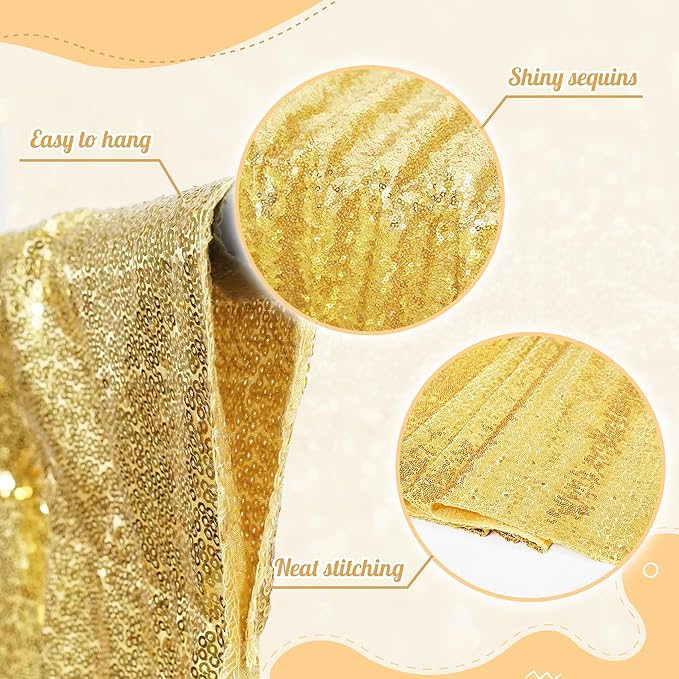 PartyDelight Sparkly Gold Sequin Backdrop 20Ft x 10Ft Photography Christmas - Image 3