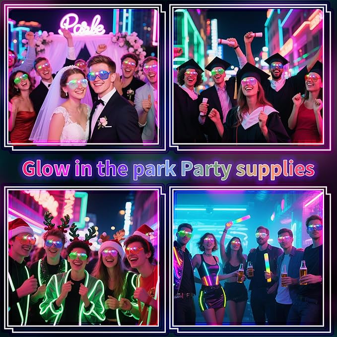 108 PCs LED Glasses, Light Up Glasses, Glow Glasses Glow In The Dark Party - Image 5
