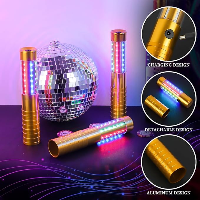 2 Pieces RGB LED Strobe Baton Light Rechargeable Bottle Service Sparklers Stick - Image 4