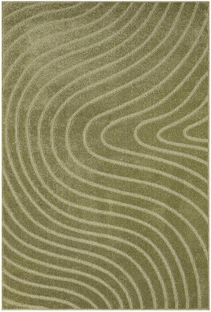 LUXE WEAVERS Modern Geometric Wave Green 8x10 Area Rug, Contemporary Stain - Image 2