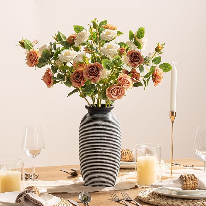 Ceramic Rustic Vase, Large Flower Farmhouse Vases Home Decor, 12.5" Tall - Image 3