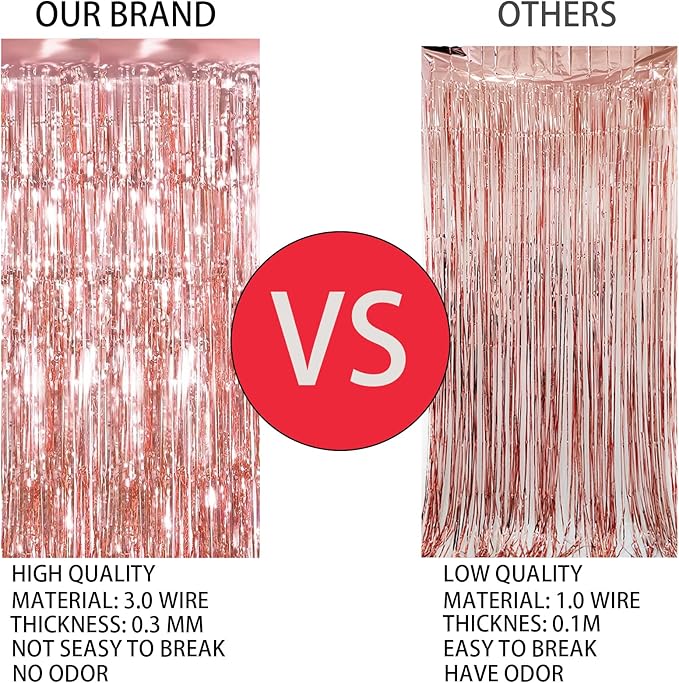 Keyali 2 Pack 3.3 * 8.3 ft Foil Curtain Metallic Tinsel Fringe Curtains Photo - Image 3