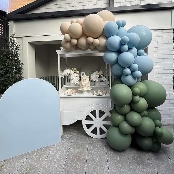 Sage Green and Blue Balloons, Baby Boy Shower Balloons - Image 3