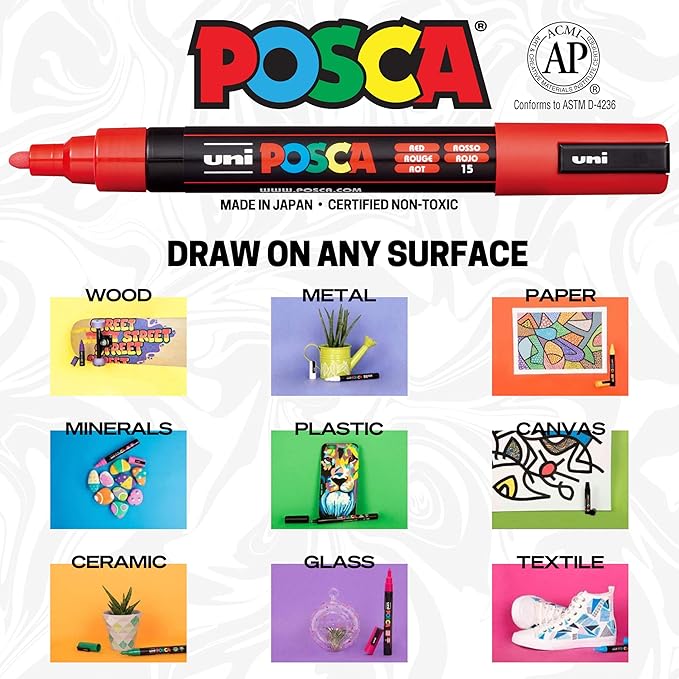 POSCA 8-Color Paint Marker Set, PC-5M Medium - Image 2