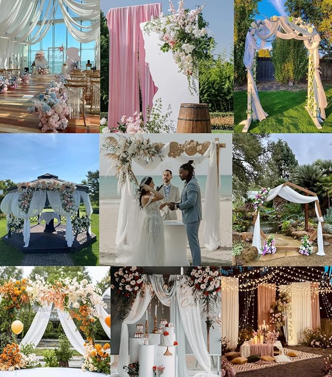 Baby Blue Wedding Arch Draping Fabric 2 Panels 29" x 20 FT Blue Wedding Drapes - Image 5