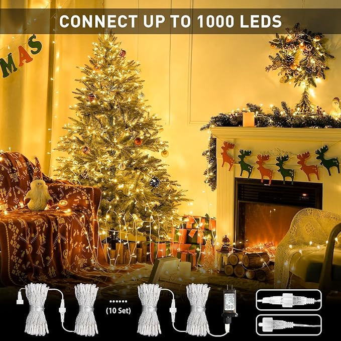JMEXSUSS Connectable Warm White Christmas Lights Indoor Outdoor, 91.5ft 250 LED - Image 4