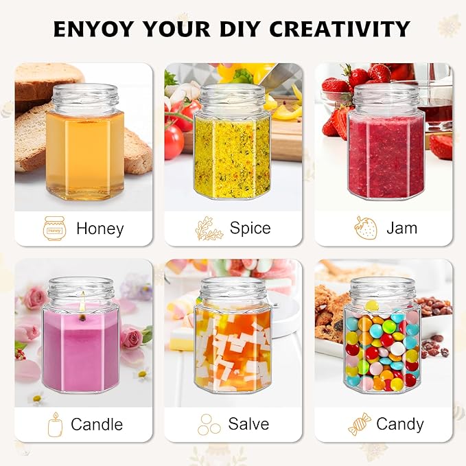 35 Pack 4 oz Mini Hexagon Glass Honey Jars - Image 5