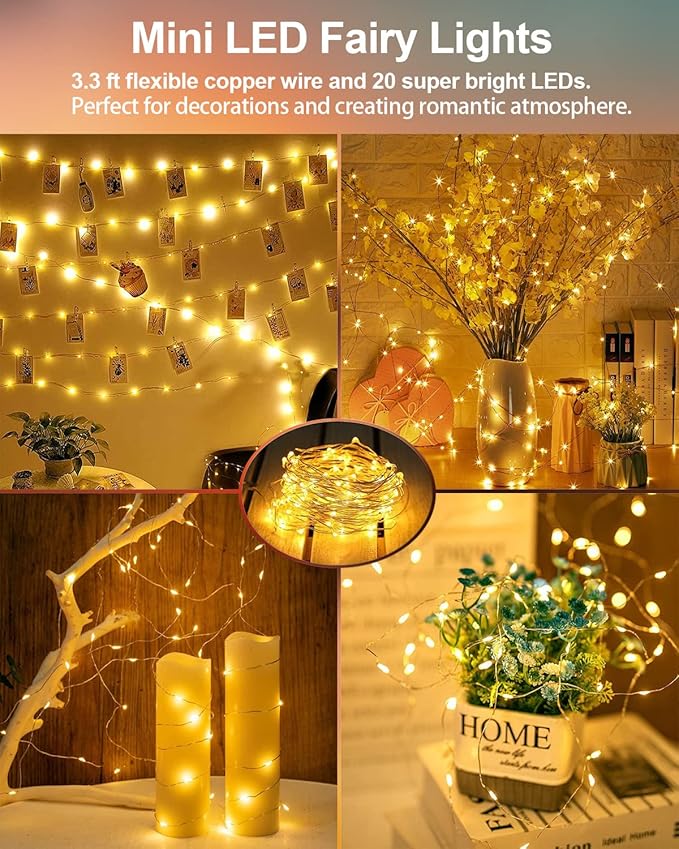 20 Pack Fairy Lights Battery Operated, 3.3ft 20 LED Mini String Lights Twinkle - Image 6
