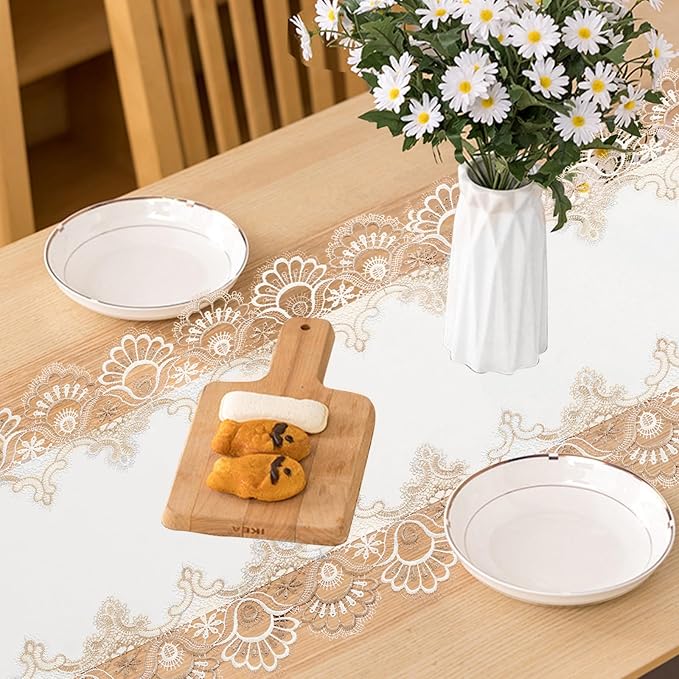 Vintage Lace Dining Table Runner, 72 Inches Macrame Coffee Table Runners - Image 3
