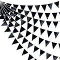 Black Party Decorations Triangle Pennant Banner Flag Black Metallic Fabric by pinkblume