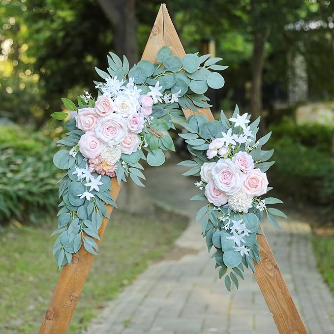 Artificial Pink Wedding Arch Flowers Swag Set of 2 - Image 6
