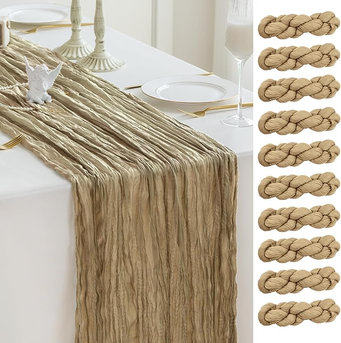 Sioloc Nude Cheesecloth Table Runner Fall Autumn Decor by HEALTHYCOMFORTLIFE