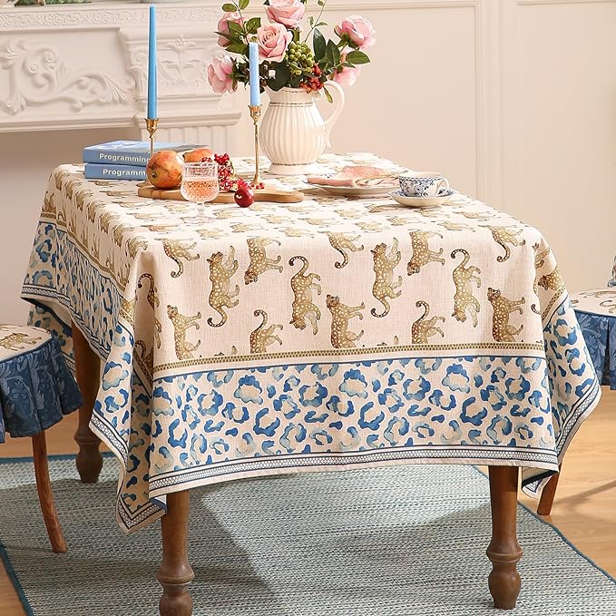 patdrea Designer Leopard Animal Linen Small Table Cloth - Image 5