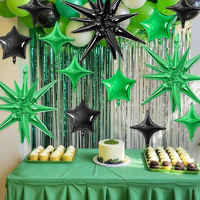 Black Green Star Balloon - Image 4