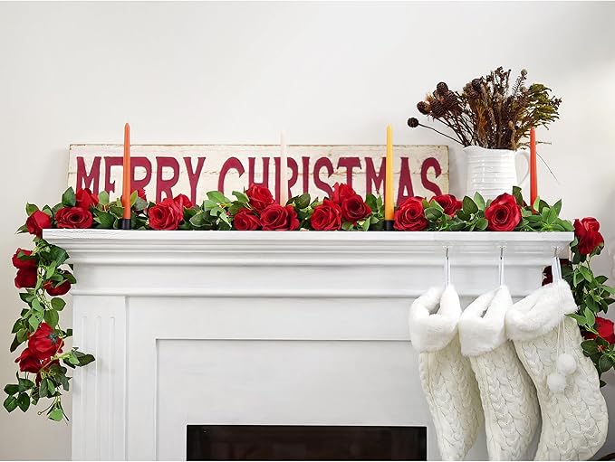FiveSeasonStuff 29 Ft 4 Pack Rose Silk Flower Garland Artificial Flowers - Image 3