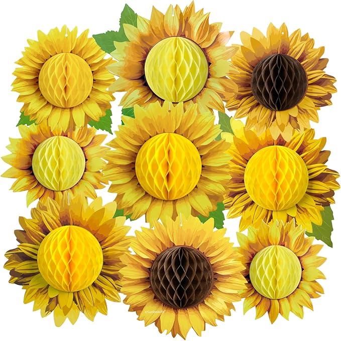 SUNBEAUTY 9 PCS 10 Inches Sunflower Decorations by SUNBEAUTY