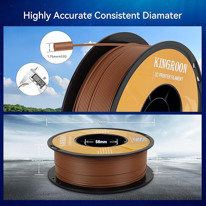 Kingroon PLA Filament 1.75mm 3D Printer Filament Brown Pla Filament 1kg - Image 5