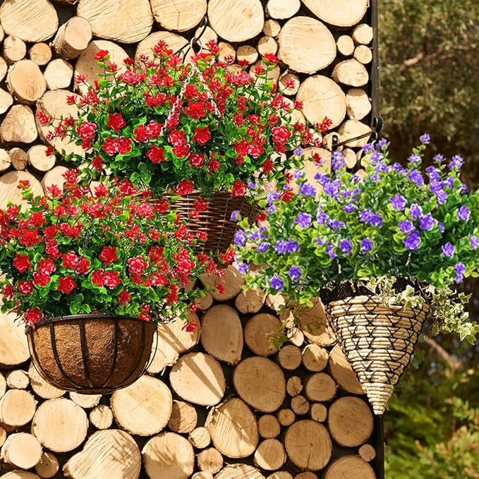 10 Bundles Artificial Fake Flowers, Faux Outdoor Plastic Plants UV Resistant - Image 6