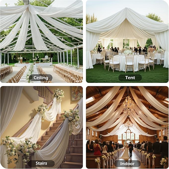 PartyVillage 4 Panels 5ftx30ft Ivory Ceiling Drapes - Image 4