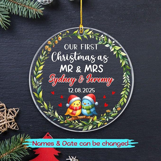 Our First Christmas As Mr & Mrs Ornament 2025, Personalized 1st Christmas As Mr - Image 2