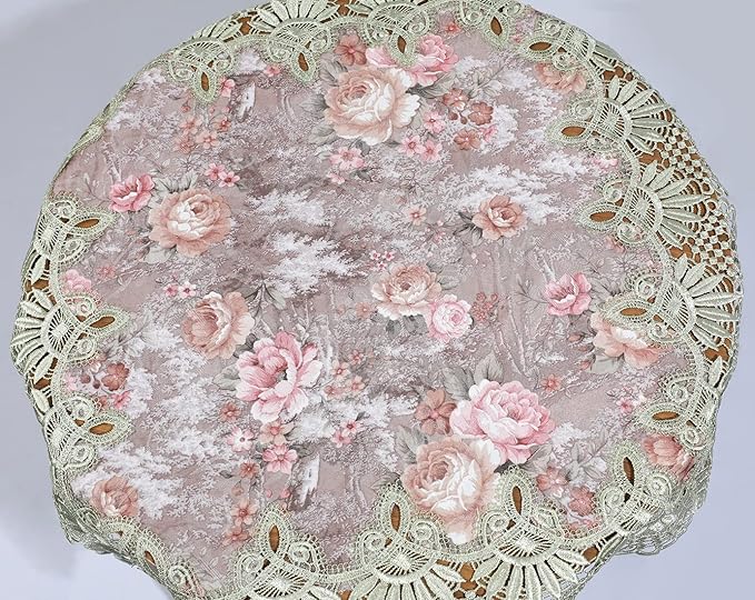 vctops Damask Lace Patchwork Tablecloth Luxury Square Small Table Cover Elegant - Image 3