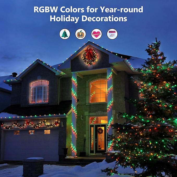 BrizLabs RGBW Christmas Lights, 98.5FT 300 LED Color Changing Halloween String - Image 6