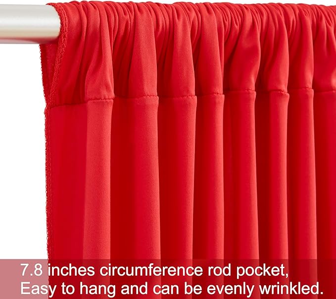 50ft x 12ft Red Backdrop Curtains Wrinkle Free Backdrop Curtain - Image 7