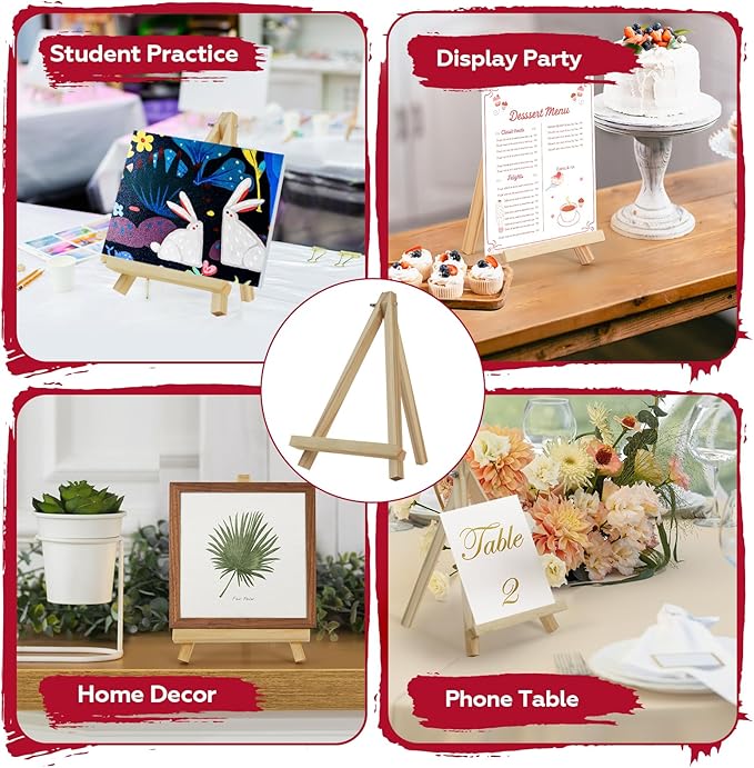 10 Pack 9 Inch Wooden Easel Stand, Portable A-Frame Tabletop Display Easel - Image 7
