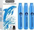 3 Pcs Blue Jumbo Permanent Markers: 15mm Wide Tip Thick Acrylic Paint Pen Large by BIGTHUMB