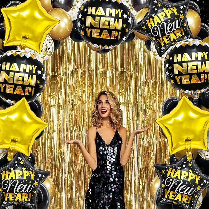 Happy New Years Balloons Set, Large Happy New Year Foil Balloons, New Year - Image 6