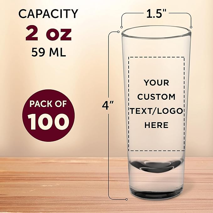 Custom Cordial Shooter Shot Glasses 2 oz. Set of 100, Personalized Bulk Pack - Image 5