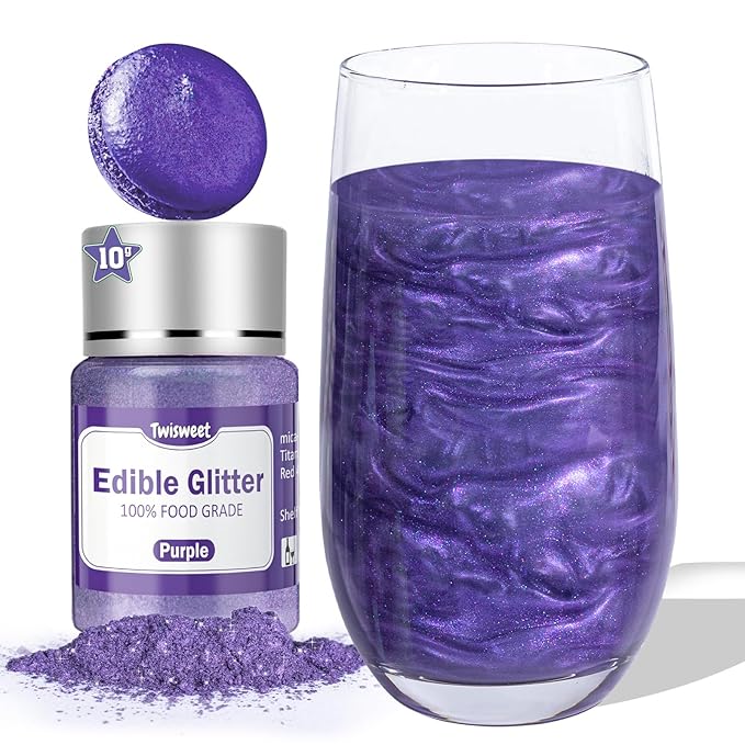 Twisweet Purple Edible Glitter for Drinks, Food Grade 12g Sparkling Sprinkles by Twisweet