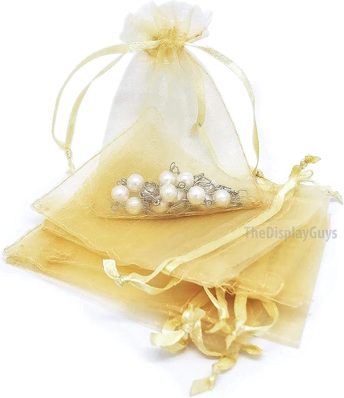 TheDisplayGuys 100-Pack XS 2 x 2 3/4" Gold Sheer Organza Gift Bags by TheDisplayGuys