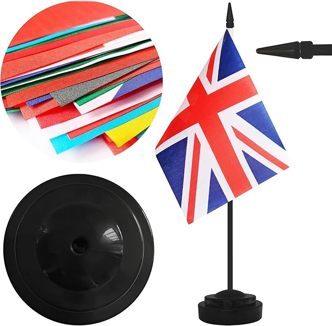 2 Pack UK Desk Flag Set, Britain Desktop Small Miniature Table Office Flag - Image 3