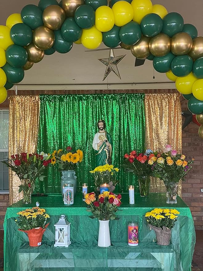 Green Sequin Backdrop Curtains 1 Panel 10FTx10FT Glitter Green Photo Backdrop - Image 3