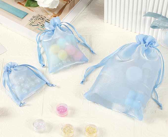 20 Pcs Blue Small Organza Bags 4X6 inch - Image 8