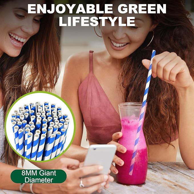 12 Inch Disposable Paper Drinking Straws Large and Tall, 8mm Wide - Image 6