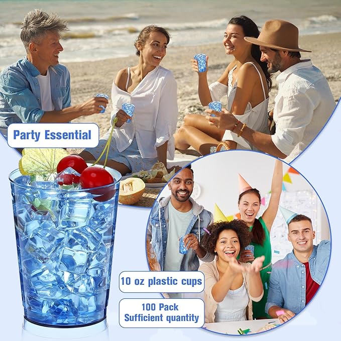 Minatee 100 Count Plastic Cups Disposable Fancy Cups Heavy Duty Wine Cocktail - Image 5