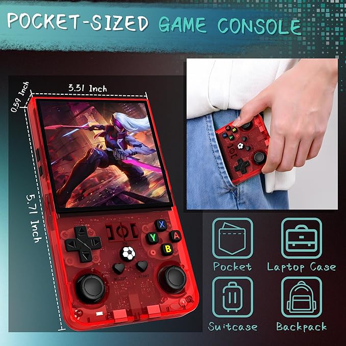 R36MAX Handheld Game Console, 40000+ Games Retro Gaming Console, 256GB TF Card - Image 6