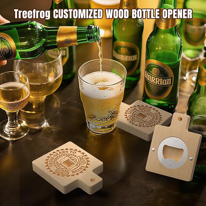 8 Custom Magnetic Bottle Opener Refrigerator, Personalized Engraved Wood Beer - Image 7