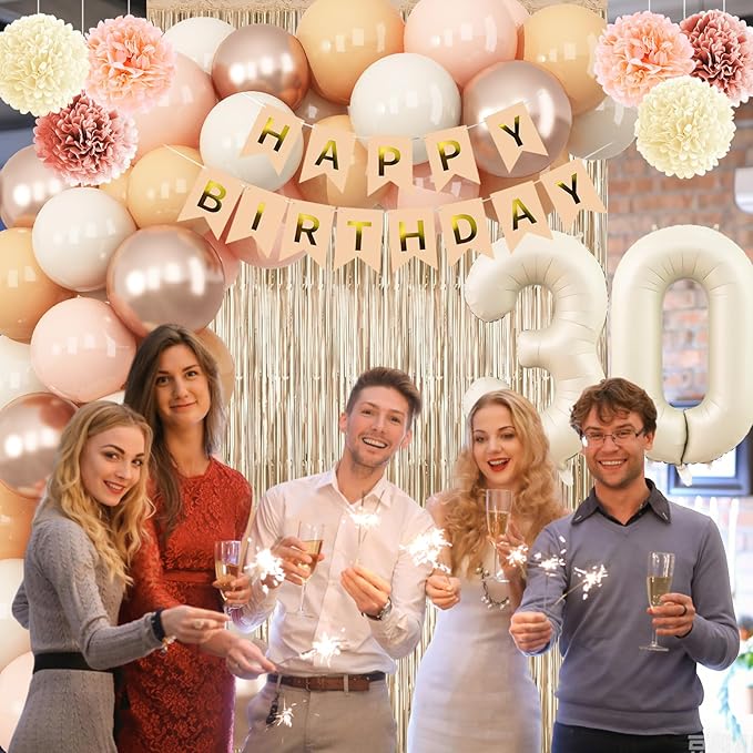Beige 30th Birthday Decorations - Image 7