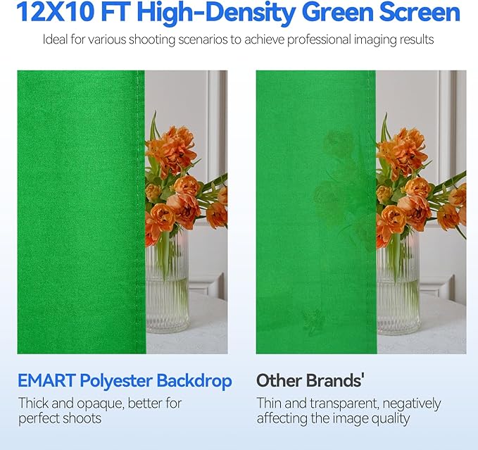 EMART Photo Video Studio 8.5 x 10ft Green Screen Backdrop Stand Kit, - Image 4